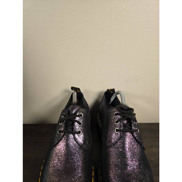 Dr Martens 1461 Platform Airware Shoes Black Glitter Fur Lined Women's Size 10 - Picture 4 of 8